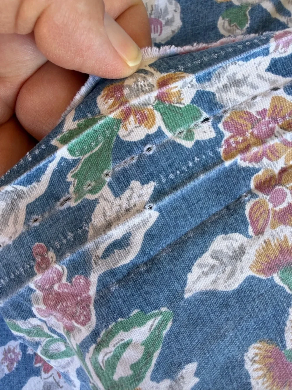 VTG Ralph Lauren Jardin Blue 3-Piece Sheet Set Blue Floral 90s 100% Cotton FLAWS